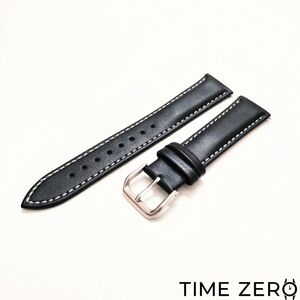 New B/W Genuine Calfskin Leather Smooth Watch Strap (The Heritage Collection)